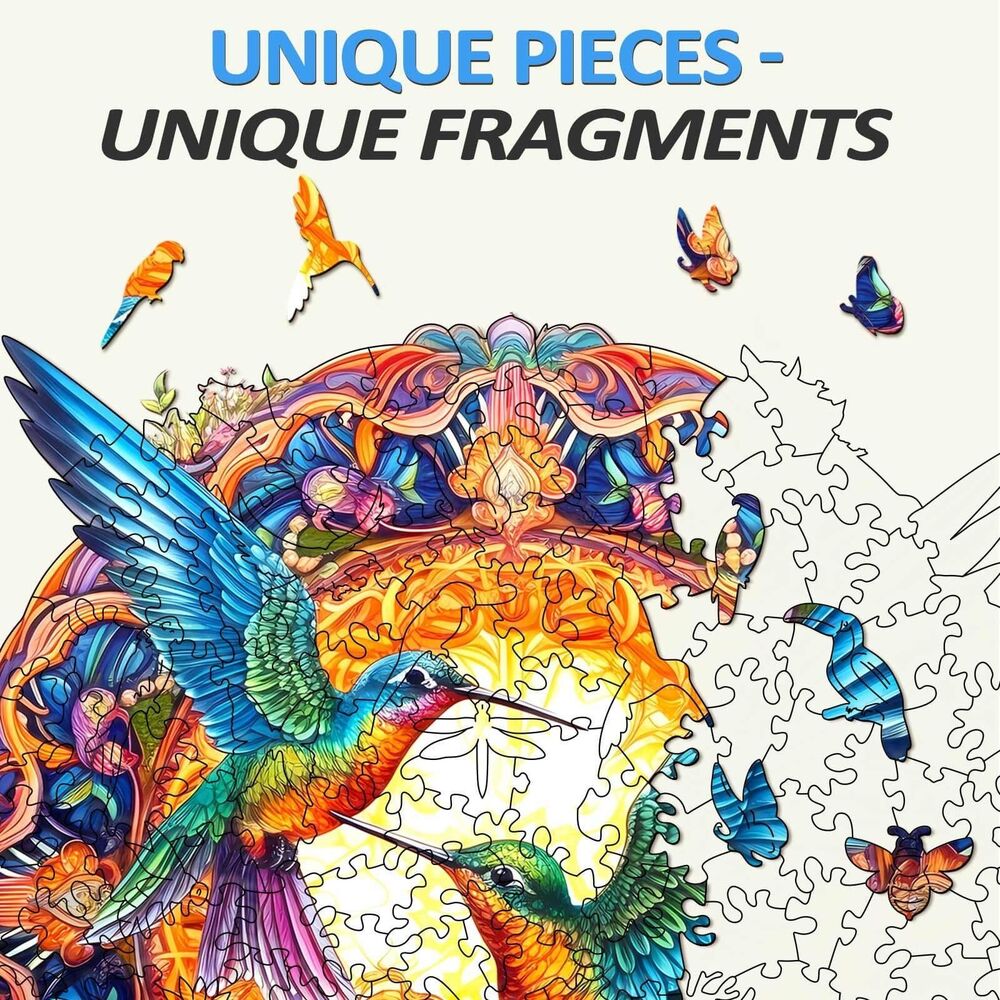 WoodBests Mandala Hummingbird Creative Wooden Puzzle 100pcs 8x8 in - Picture 3 of 7